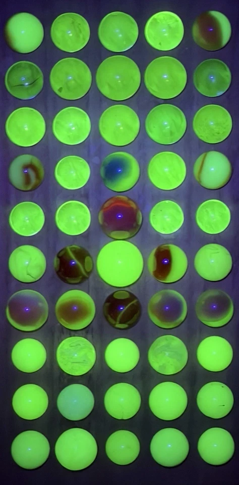 50 MINT UV, Uranium, Vasaline Glass Akro Peltier Machine Made Marbles - Image 2 of 2
