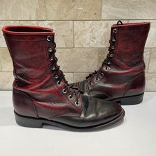 Justin Vintage Oxblood Red Lace Up Roper Boots Leather Western L514 Women's 7 B