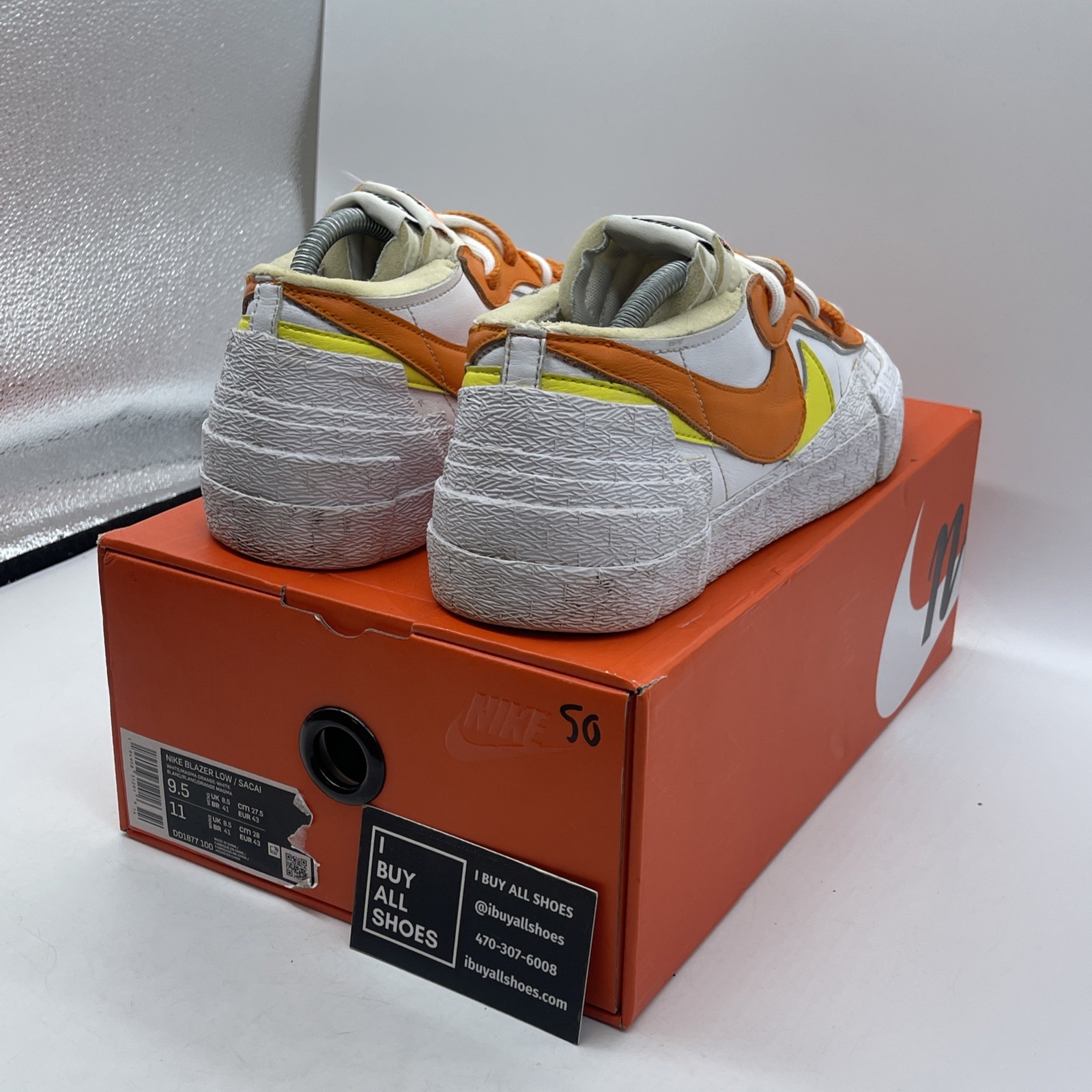 SACAI X NIKE Taglia 9 5 Nike sacai x Blazer basso magma arancione pelle bianca (DD1877 100)