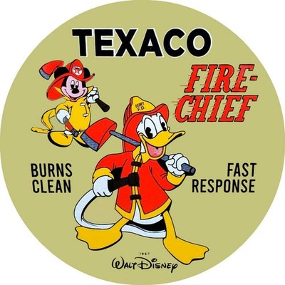 DONALD DUCK MICKEY TEXACO 14'' ROUND HEAVY DUTY USA MADE METAL ADVERTISING SIGN