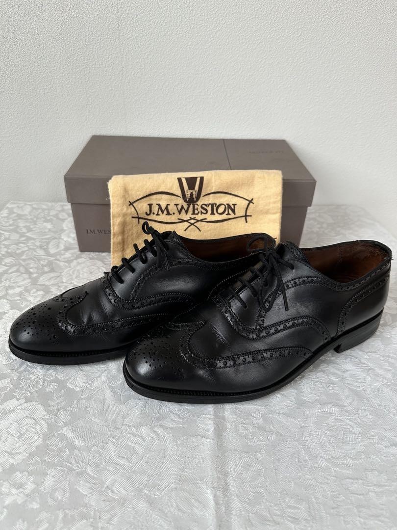 靴 vintage old j.m weston 376 full brogue J.M. WESTON 376 Brown Suede Leather Wingtip Oxford Shoes
