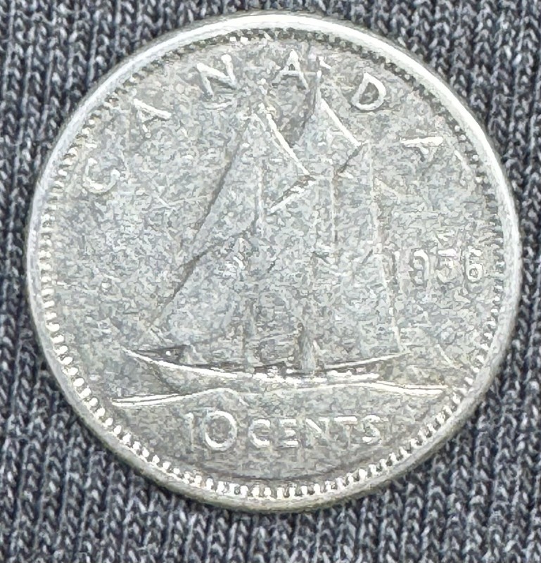 1956 Canada Dime 10 Cents Silver Circulated Uncertified Foreign Coin