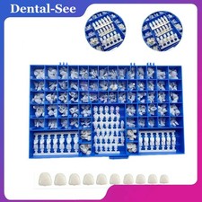 Kit de coronas temporales de policarbonato dental de 390 piezas tamaño 66 con tabla guía de papel