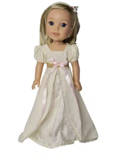 Ivory Victorian Gown Headband Fit 14.5" Wellie Wisher American Girl Doll Clothes