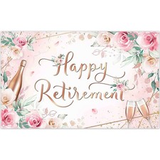 72x43inch Happy Retirement Photography Backdrop Pink Congrat Retire Rose Gold...
