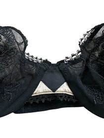 La Perla Bra Sheer Floral Applique Lace Black Balconette Underwire Size 34 Italy