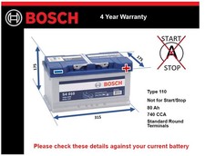 Battery fits JAGUAR XF X TYPE XKR XJ 98 to 15 Bosch 110 740A 80Ah 4Yr Warranty