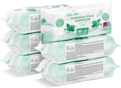 By Amazon Sensitive Baby-Feuchttücher 336 Tücher, Unparfümiert, 6 Pack À 56 Stüc