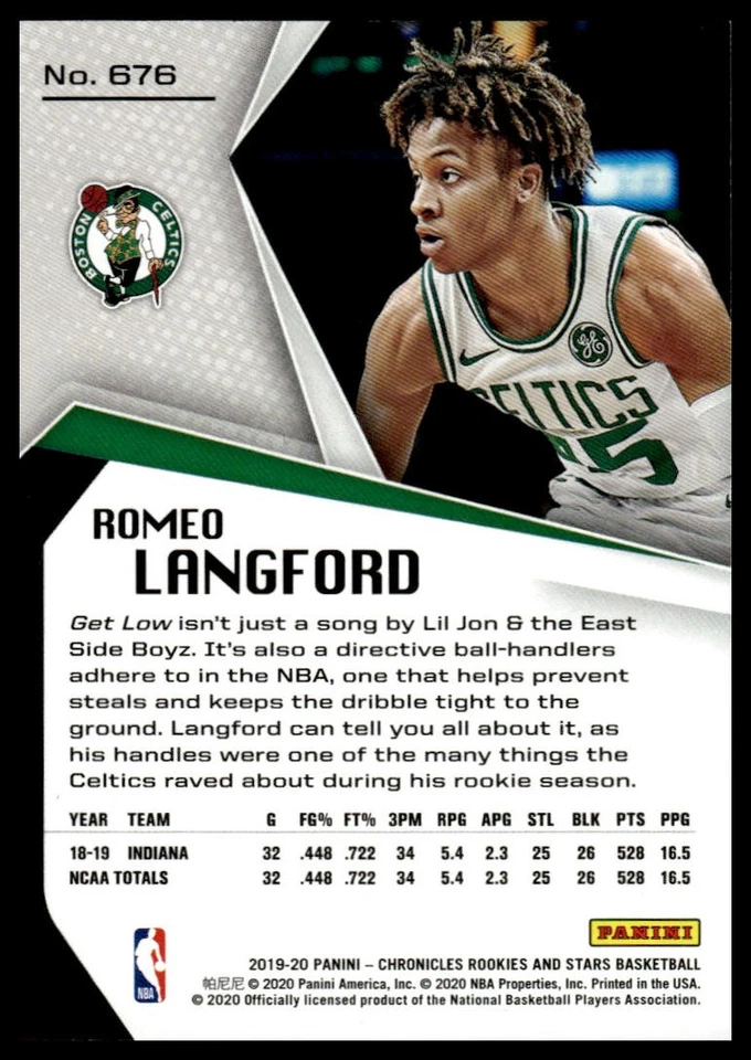 2019-20 Panini Chronicles #676 Romeo Langford Red #/149 - Image 2 of 2