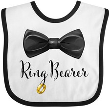 Inktastic Ring Bearer- Black Bow Tie And Gold Wedding Ring Baby Bib Party Fun