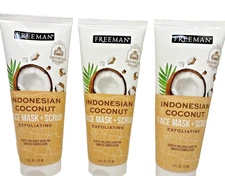 ( Lot 3 ) Freeman Indonesian Coconut Face Mask & Scrub 6 Oz Each