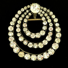 Antique Sash Buckle Victorian Bohemian Brass Prong Set Paste Stone FREE SHIPPING