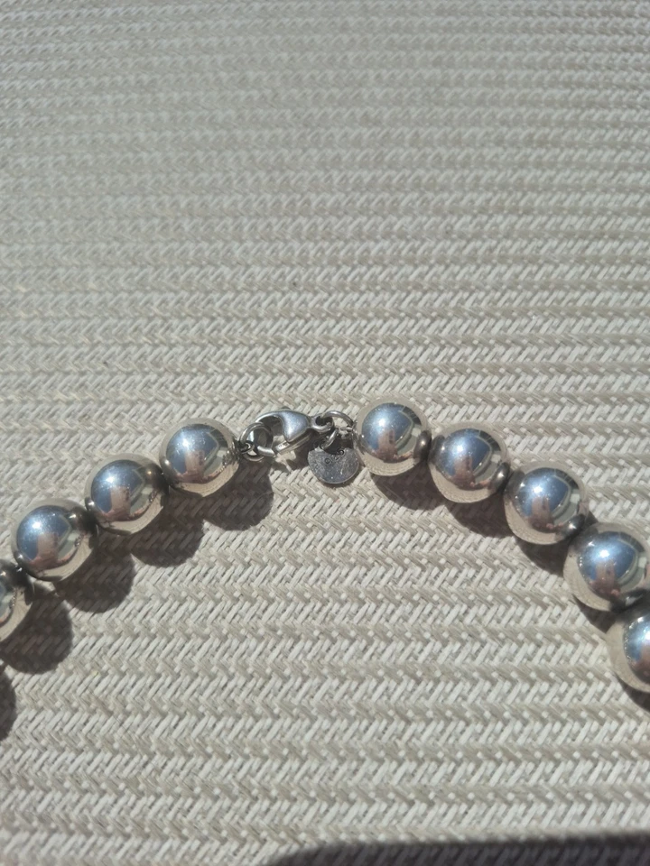 Authentic TIFFANY & CO Hardwesr 10 mm Ball Necklace & Braclet 925 Sterling  - Image 4 of 4