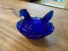 Degenhart Miniature 2.25 Inch Cobalt Blue Glass Hen on Nest
