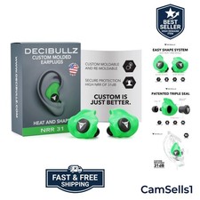 Custom Molded Ear Plugs, 31dB NRR Shooting Ear Protection Green