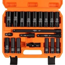 20-Piece 1/2 Impact Socket Set 6 Point 1/2 Drive Metric 10mm - 24mm Cr-V Steel
