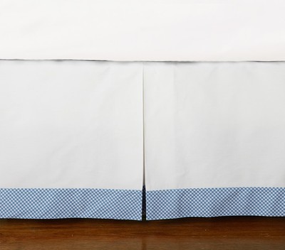 POTTERY BARN KIDS BABY Blue Gingham check Crib Skirt dust ruffle tailored 