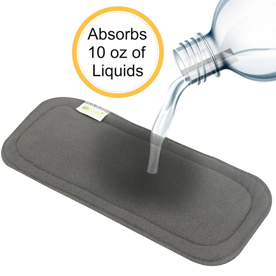Wegreeco Reusable Soft 5 Layers 12 Pack Charcoal Inserts for Baby Cloth Diaper,H - Image 3 of 4