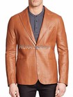 NEU Eleganter Herren weicher echter Lammleder Echtleder Blazer hellbraun Part...