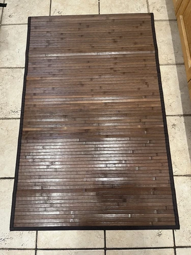 Large Bamboo Rolling Floor Mat 46" x 30" Natural Dark Brown Non Slip Back $100+