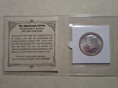1964 P Silver Commemorative Half Dollar JOHN F. KENNEDY with story