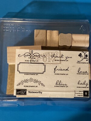 Stampin Up! ''Noteworthy'' 9pc New Unmounted Set Friend Love Baby Bliss 