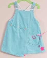 LA COMPAGNIE DES PETITS Size 6 Months Blue Corduroy Fully Lined Sleeveless Dress