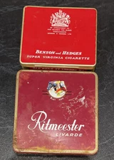 VINTAGE BENSON HEDGES & RITMEESTER LIVARDE CIGARETTE TIN METAL CASE