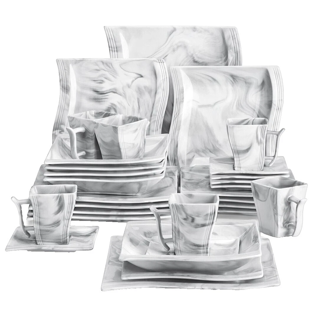 Gres Cuadrado abstracto Servicio de Cena Conjuntos