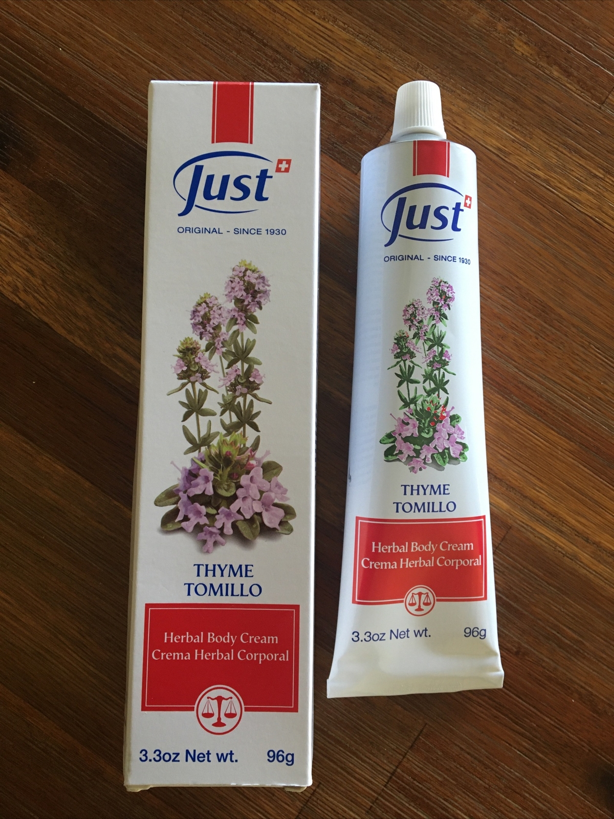 Swiss JUST Crema Herbal Corporal Tomillo Herbal Body Cream Thyme 3.3oz