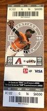 Diamondbacks vs Giants Game 4/20/2016 Santiago Casilla on Ticket Seat 16