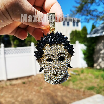 #ad Hip Hop Iced Gold Silver Plated Alloy Cubic Zirconia Large Killer Mask Pendant $17.99