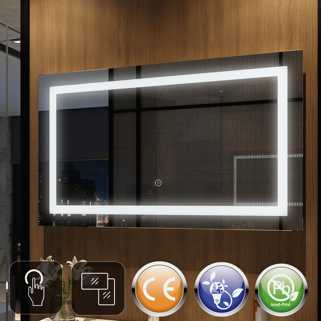LED Badspiegel Wandspiegel mit Beleuchtung TOUCH Spiegel Kaltweiß 120x60 60x80 LED Badspiegel Wandspiegel mit Beleuchtung TOUCH Spiegel Kaltweiß 120x60 60x80