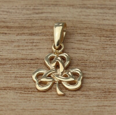 Gelbvergoldet 925 Sterlingsilber irisches Kleeblatt 3-Blatt Klee keltischer Charm