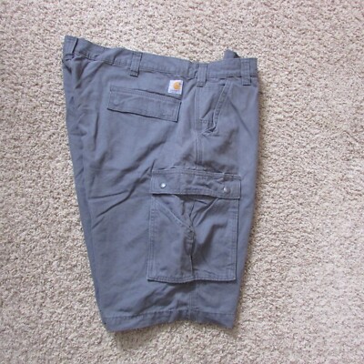 Carhartt Relaxed Fit 44 Gray Cargo Shorts Heavier Twill Great Shape