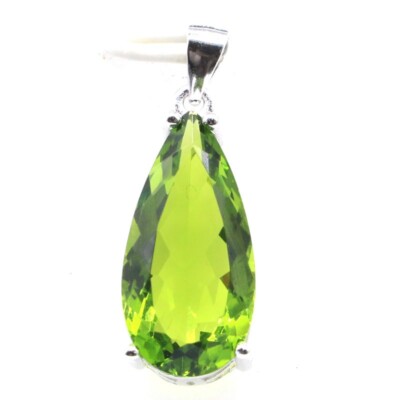 Kaufen Sie 2 erhalten Sie 1 gratis 925 MASSIVES STERLINGSILBER Anhänger 3,1 g grüner Peridot Tropfen 