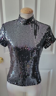 Cache Vintage Black Sequins Top
