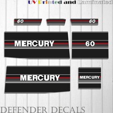 Set adesivi decalcomania motore fuoribordo Mercury 60 hp due tempi 1990-1991