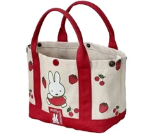 New Miffy Rabbit Strawberry Red Canvas Top Handle Tote Shoppings Bag School