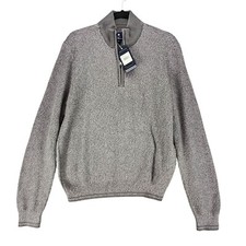 Ben Sherman Sweater Mens Medium Gray Long Sleeve 1/4 Zip Pullover NWD 