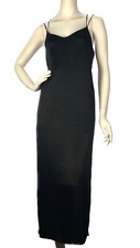Halston Heritage Women’s Satin Black slip Dress With Slit Size XL Black