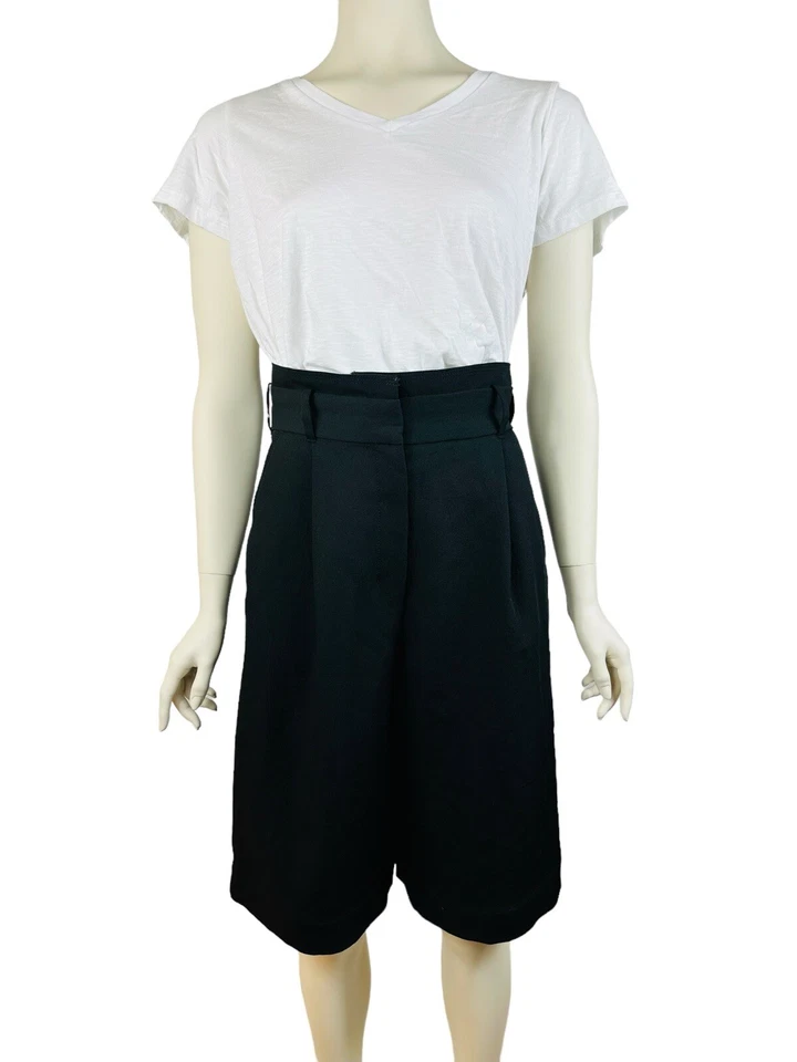 Aritzia Babaton Bermuda Shorts Women's 4 High Waist Black Paperbag Wide Leg $145