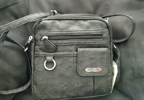 Multi Sac Triple Compartment Crossbody Bag (Black Pebbled Style)