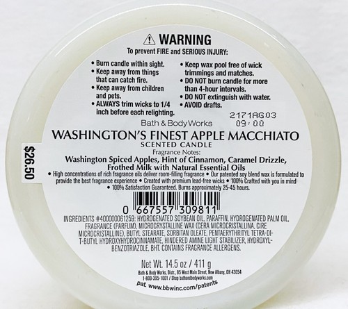 1 Bath & Body Works WASHINGTONS APPLE MACCHIATO Large 3-Wick Scented Candle 14.5 - 第 2/2 張圖片
