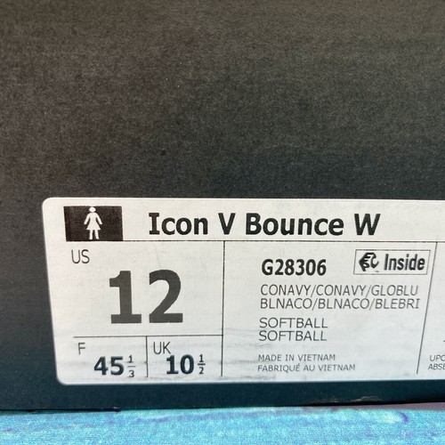 adidas Chaussures de Baseball Femme Icon V Bounce TPU Crampons, Bleu Blanc US Taille 12 NEUF - Photo 9/9
