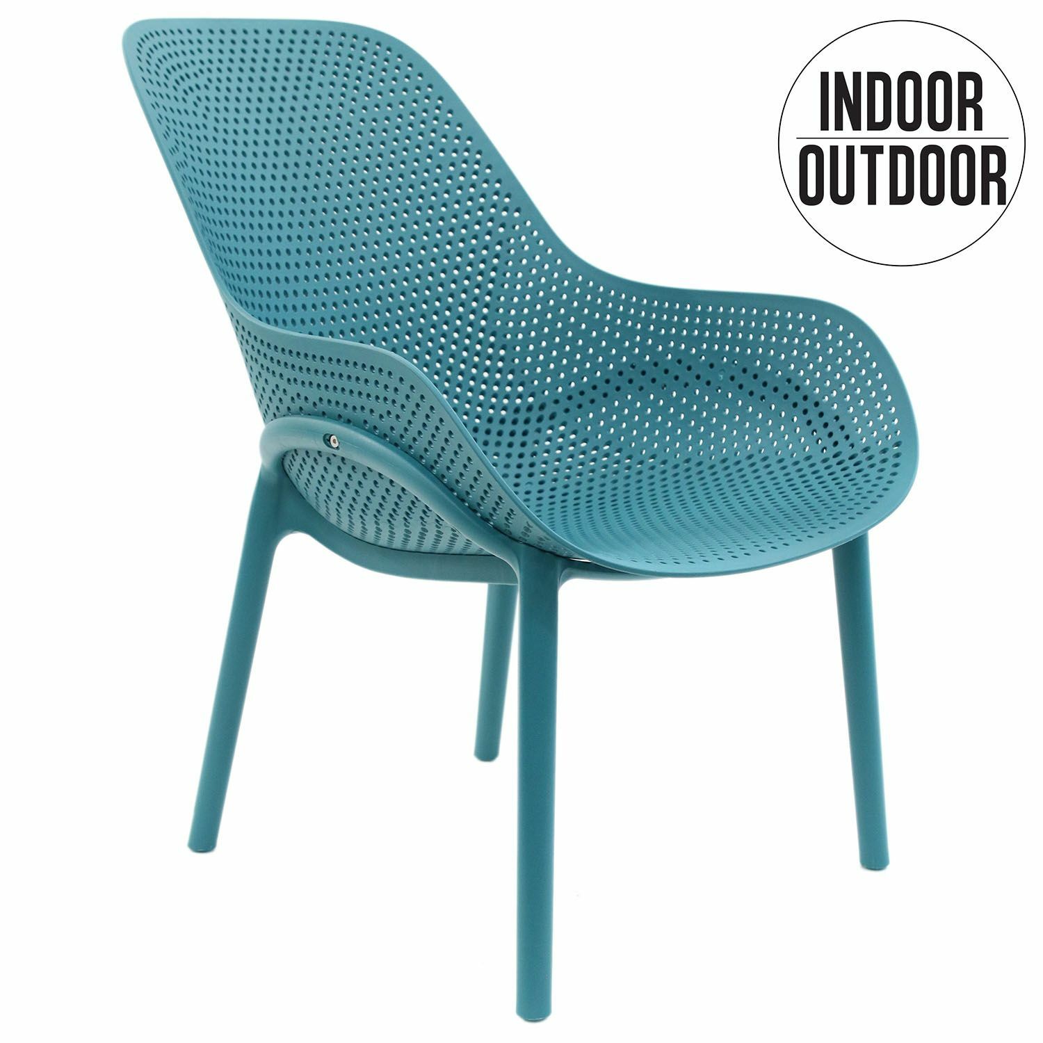 Fauteuil de jardin bleu Malibu pour repas en terrasse ensoleillée