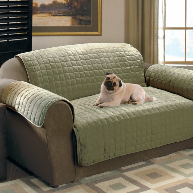 One Piece Green Soft Micro Suede Love Seat Pet Furniture Protector Slip