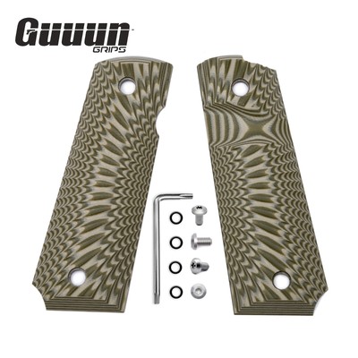 Guuun 1911 Grips G10 Full Size Ambi Safety Cut Big Scoop Sunburst Texture
