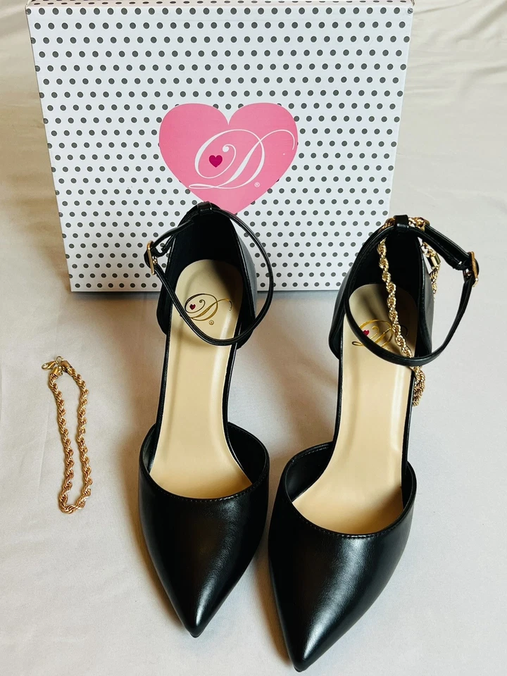 Zapatos de vestir Zabel con correa al tobillo de eslabón de cadena D'Orsay, negros talla 8 Foto 4 de 4