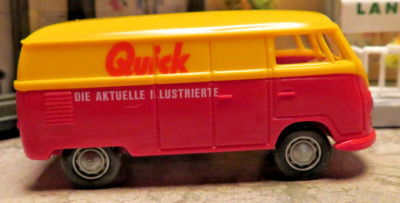 Brekina H0 1:87 VW T1 a Kasten Quick die aktuelle Illustrierte rot gelb NEU
